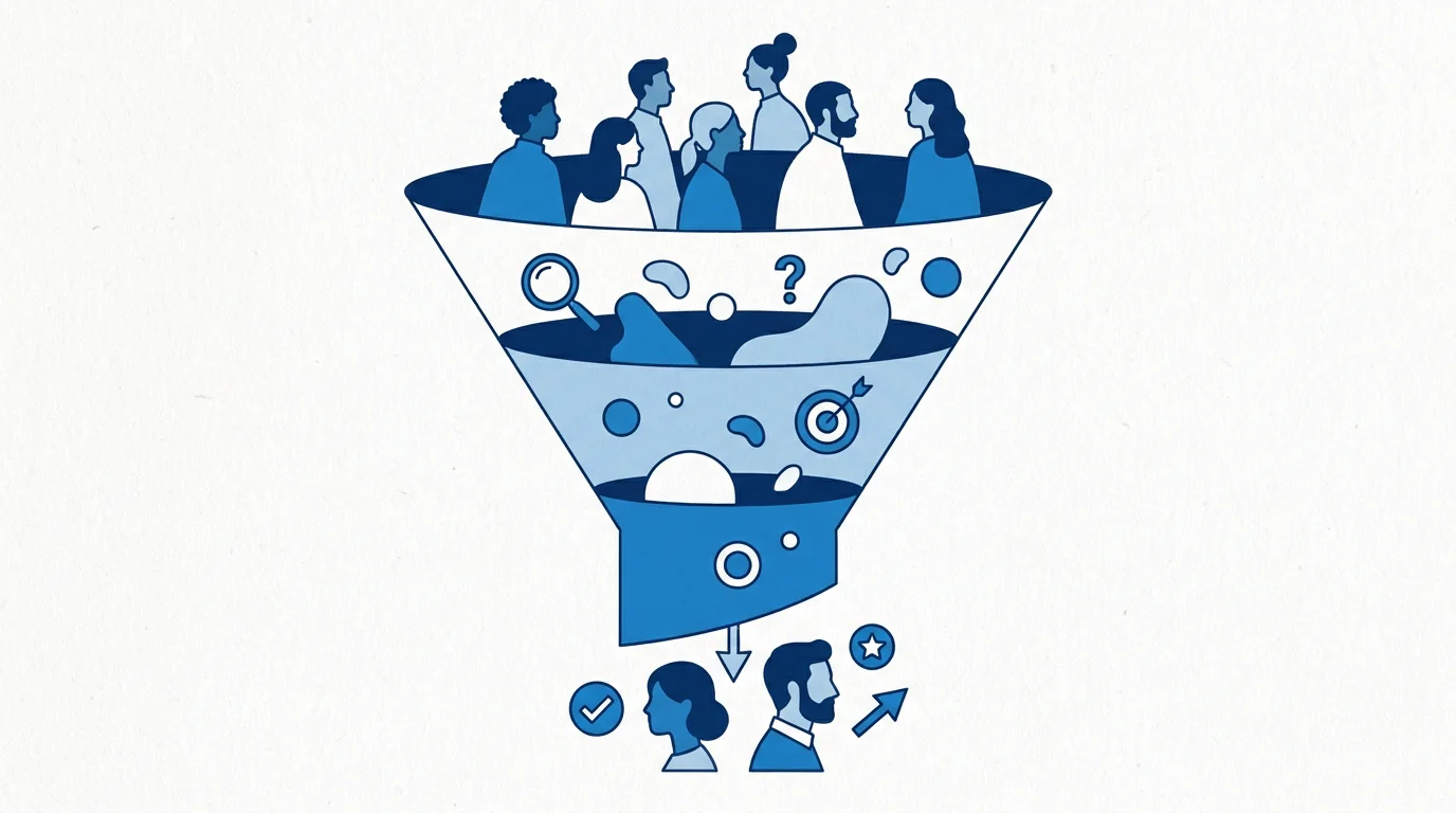 Entonnoir de ciblage marketing filtrant les profils clients