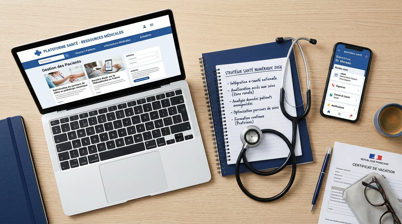 Bureau illustrant la stratégie digitale conforme d'une agence spécialisée en santé