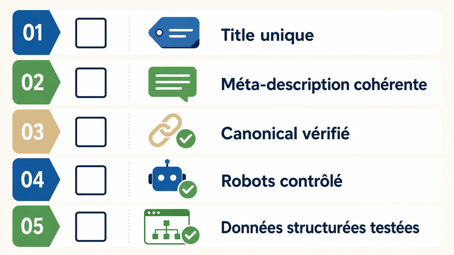 Checklist d’audit des métadonnées SEO