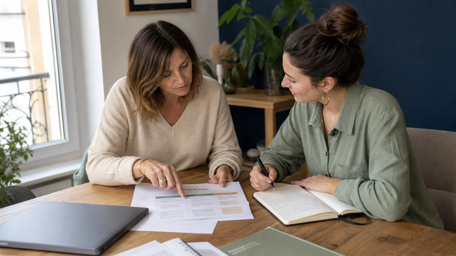 Dirigeante et consultante construisant un plan d’action digital