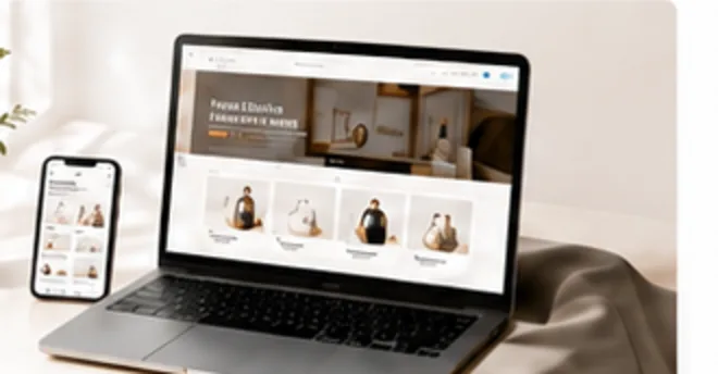Boutique en ligne affichée sur ordinateur portable et mobile