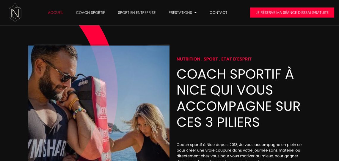 Page d’accueil du site Clément Nice Coaching