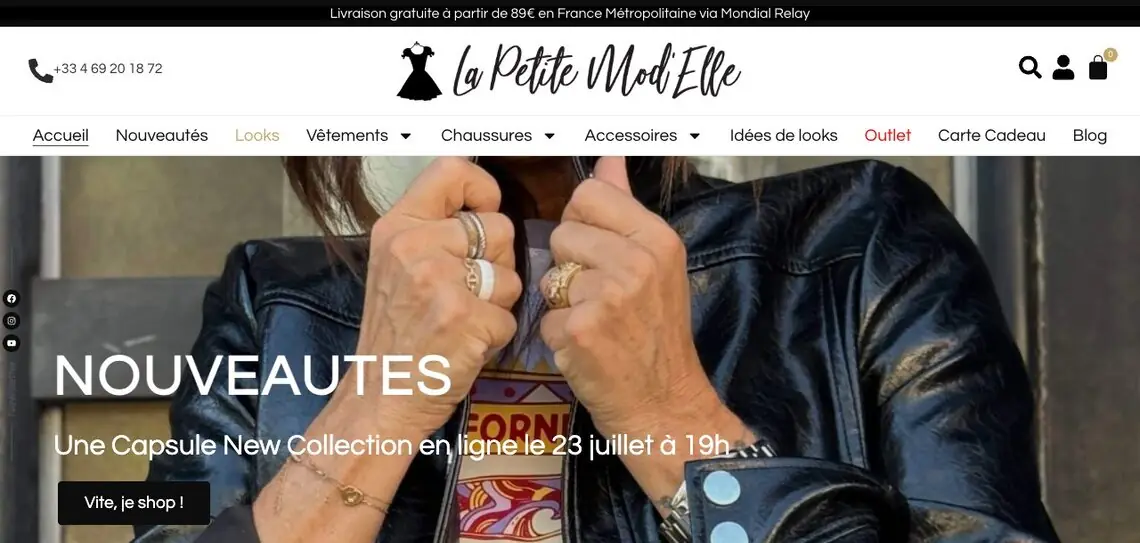 Page d’accueil de la boutique en ligne La Petite Mod’Elle