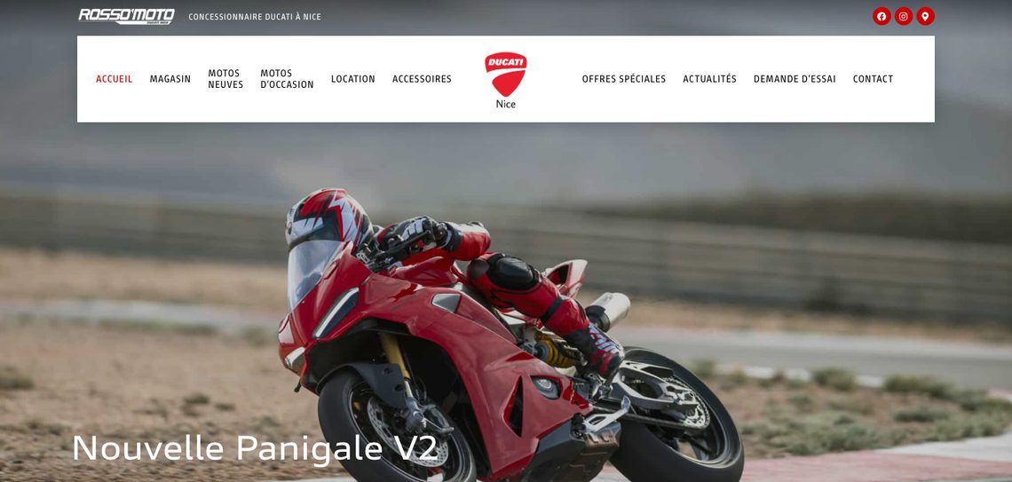 Page d’accueil du site Rosso Moto · Ducati