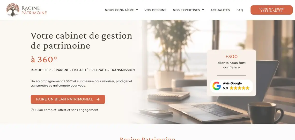 Page d’accueil du site Racine Patrimoine