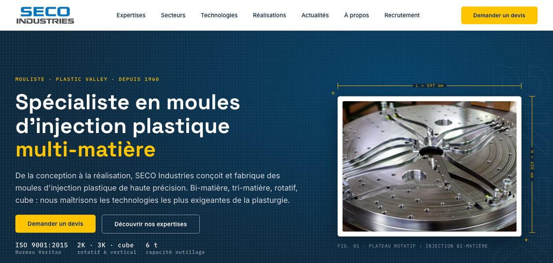 Page d’accueil du site SECO Industries