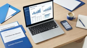 Bureau de travail moderne avec des outils digitaux pour piloter une stratégie numérique