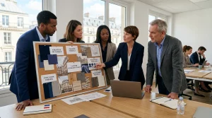 Équipe d'agence travaillant sur la stratégie de marque d'un client