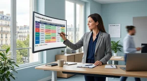 Professionnel élaborant une stratégie de planification presse digitale